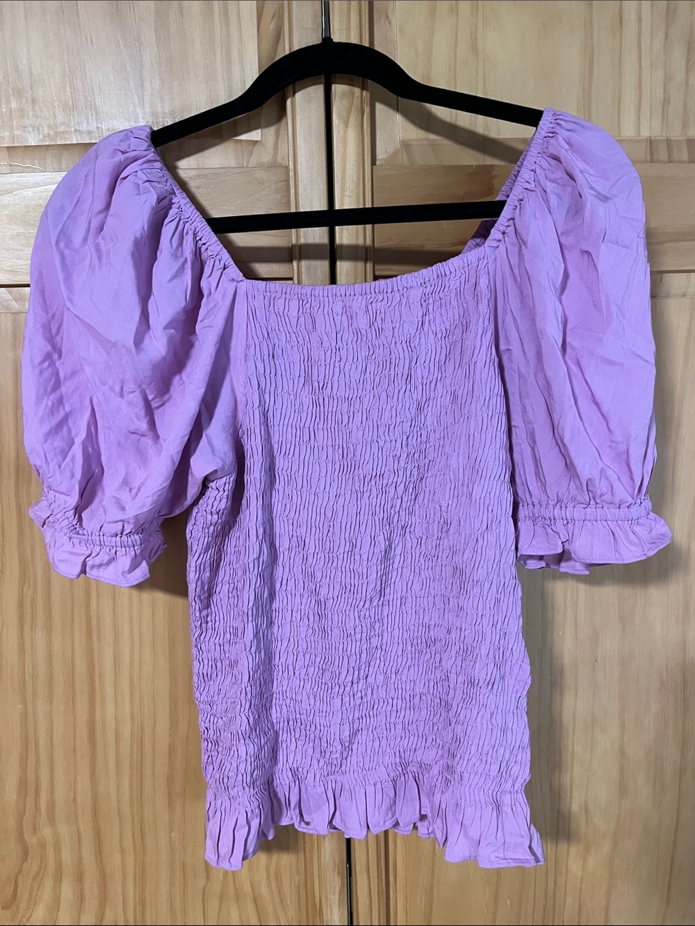 Vero Moda Lilac Smocked Puff-Sleeve Top